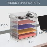 Supeasy 5 Trays Paper Organizer Letter Tray with Handle-Mesh Desk File Organizer,Black Paper Sorter Desk Organizer for Office,Home or School - Image 6